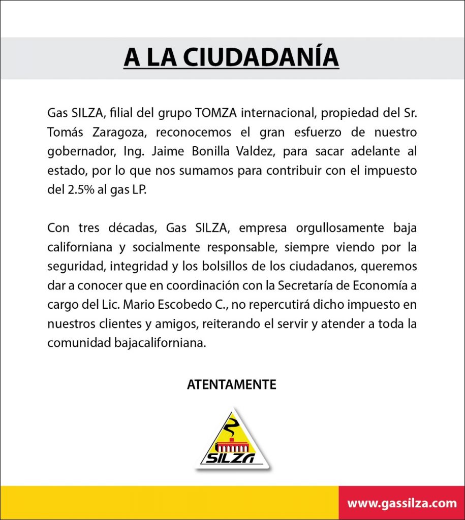 Gas SILZA absorberá impuesto estatal